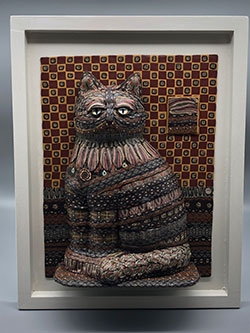 Artful Cat polymer clay one of a kind sculptural wall art